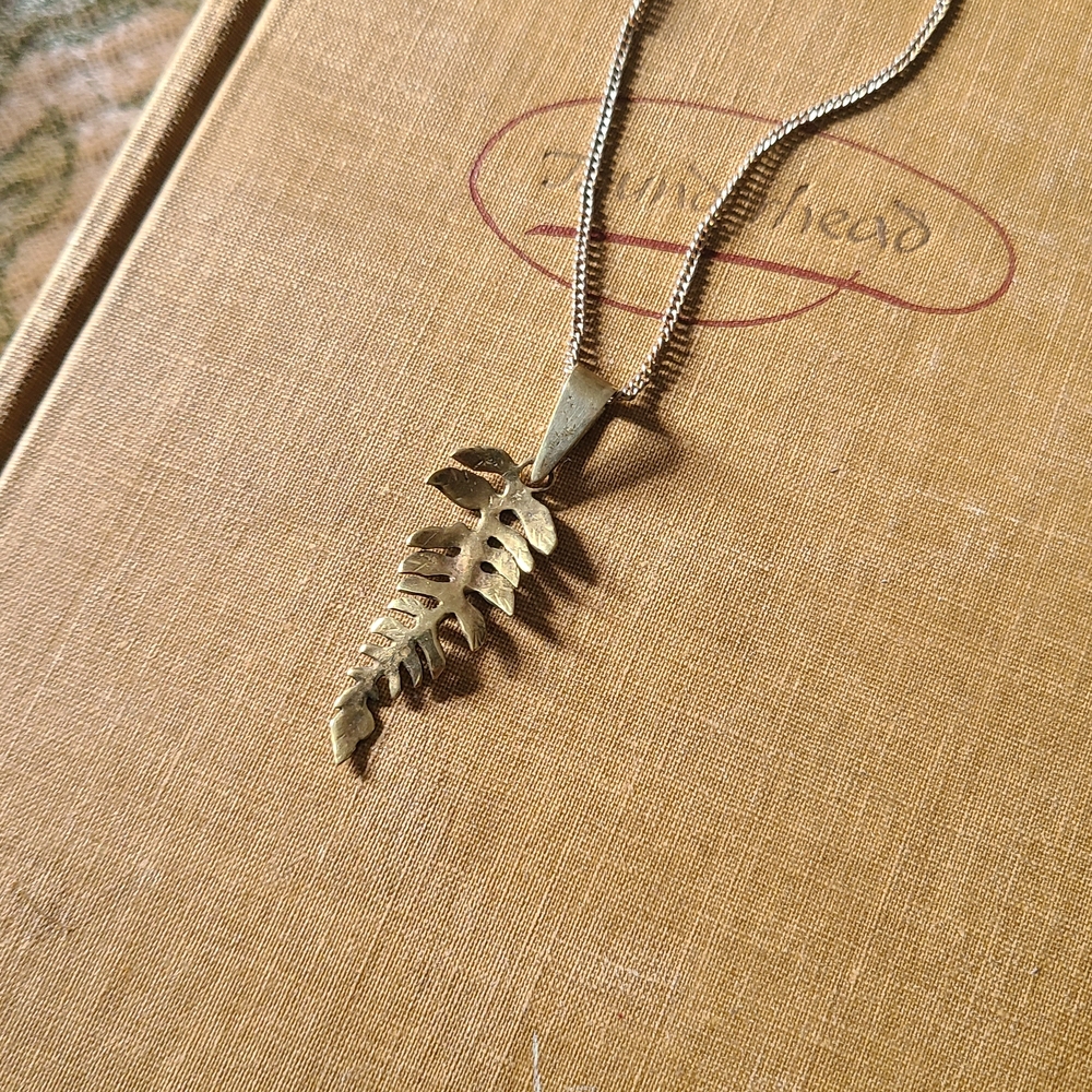 Solid Brass Fern Pendant Necklace